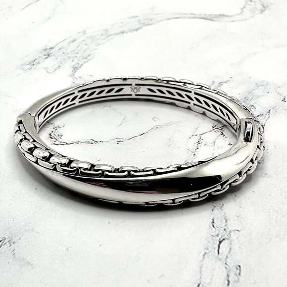 JAI by John Hardy Sterling Silver Balance & Harmony Hinged Bangle Bracelet 7" - Picture 1 of 5